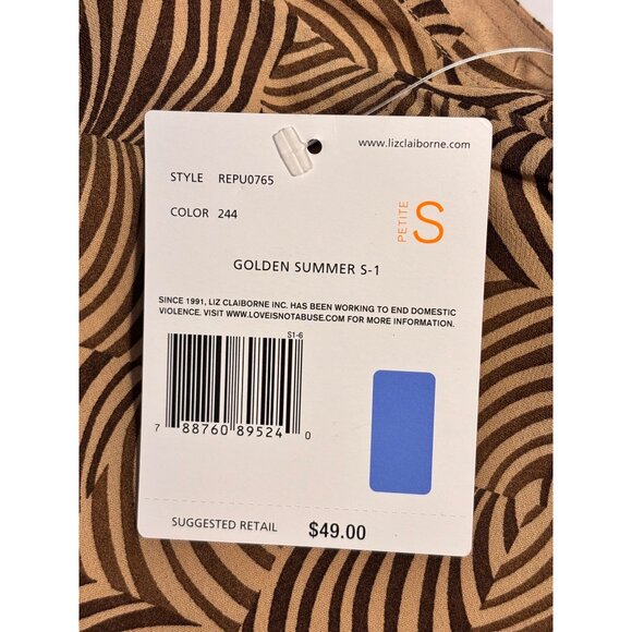 Liz Claiborne Brown & Tan Swirl Women's S/M Pet Top & Skirt Set Asymmetrical Hem - Picture 9 of 14